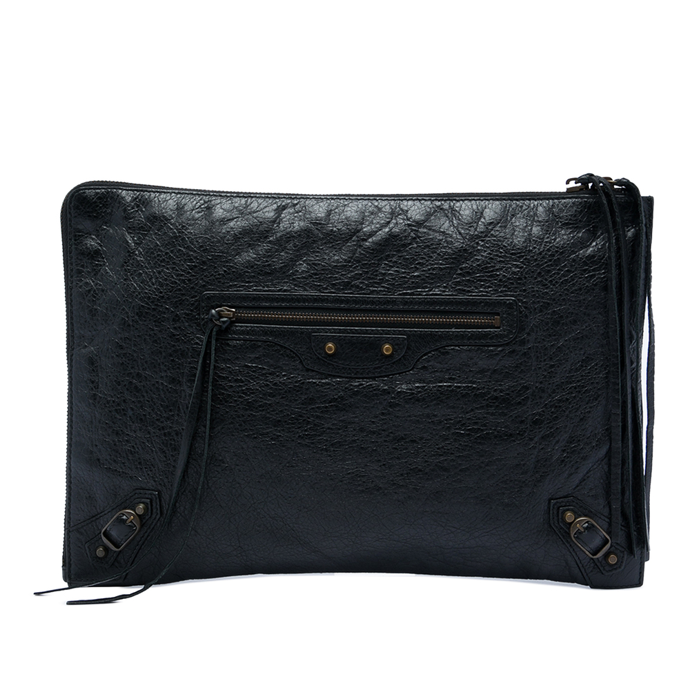 Pre-Loved Balenciaga Lambskin Motocross Classic Flat Clutch